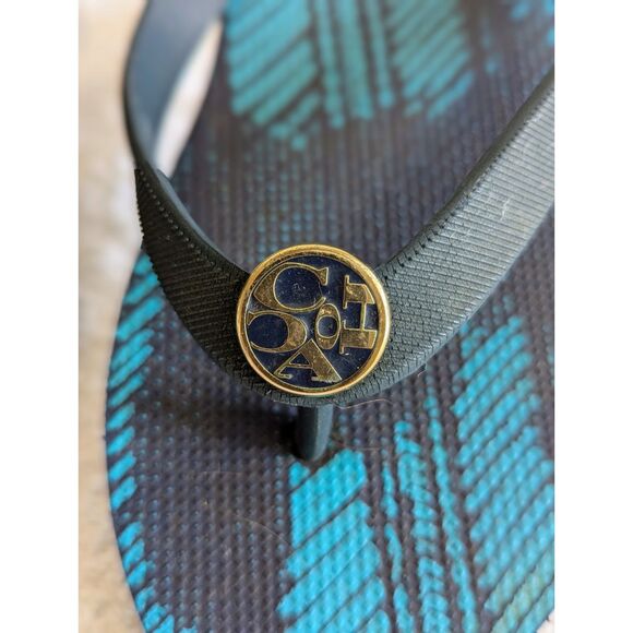 Coach Authentic Flip Flop Teal Thong Flip Flop Sandals  Sz 5-6 - Picture 4 of 9